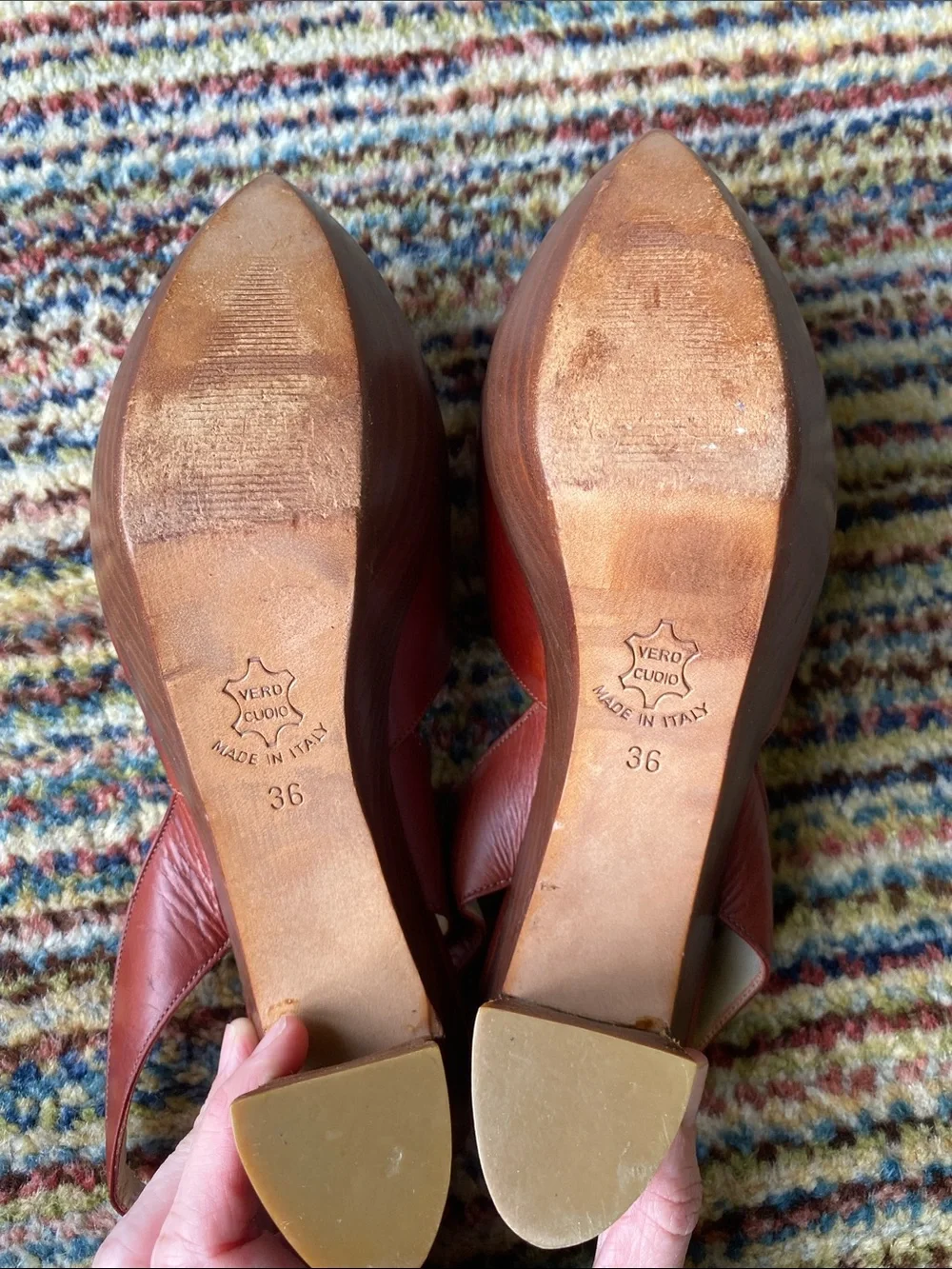 Women’s Leather Slingback Platform Heel in Rustic Red